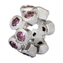 Real 925 Sterling Silver Charm, Octocber Birthstone Spacer Bead, Cubic Zirconia CZ Pink...