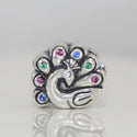 1pc Solid 925 Sterling Silver Peacock Cubic Zirconia Gemstone Charm Bead, Compatible with Pandora All Other Charm Bracelets, EC2-P1