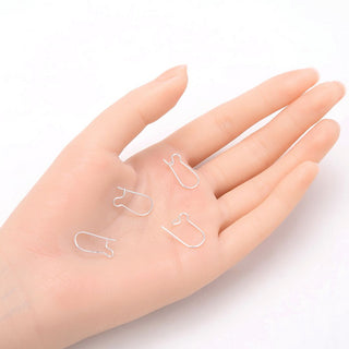 100pcs Earring Hooks Kidney Ear Wire, Sterling Silver Plated Brass, Size Selections: 18mm/25mm/30mm/36mm/43mm/47mm