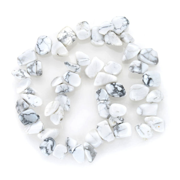 Natural White Howlite Gemstone Petal Keishi Beads, Irregular, 10mm-20mm, Hole ID 1mm, 1 Strand/15 Inch, GZ6-32