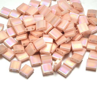 10g Miyuki Full Tila Square Seed Beads 5x5mm, Luster Rainbow Light Peach TL-596-1