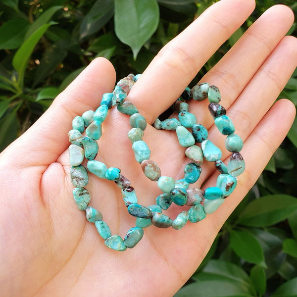 1 Strand Stretch Natural Blue Turquoise Free Form Gemstone Bracelet, 5-8mm Small Beads, Length Selections: 7 inch/7.5 inch