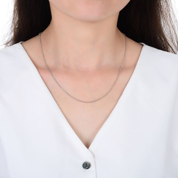 1pc 925 Sterling Silver Rolo Link Chain Necklace, Tarnish Resistant Rhodium Plated, 1.5mm, Length Selections: 18 inch/20 inch/22 inch