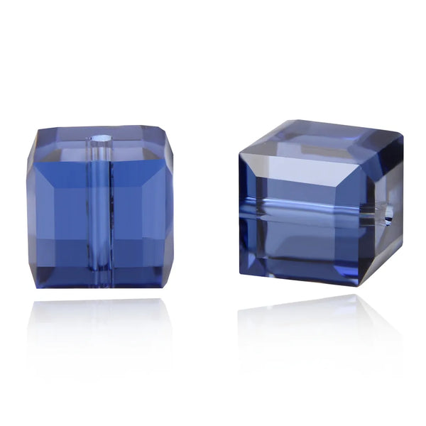 24pcs Adabele Austrian Faceted Cube Crystal Beads #5601, Dark Indigo Blue, Size Selections: 4mm/6mm/8mm