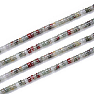 Natural African Bloodstone Jasper Gemstone Heishi Tube Rondelle Beads, 4x2mm/Small, Hole ID 0.9mm, 14.5 Inch/1 Strand, GH-C21