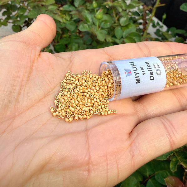 7.5g Miyuki Delica 11/0 Seed Beads Transparent Matte 24Kt Gold Plated DB331