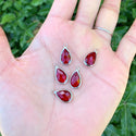 10pcs Grade A January Red Teardrop Birthstone Charm Drop, Sterling Silver Plated Brass, Size Selections: 11x7mm, 14x8mm, 16x9mm