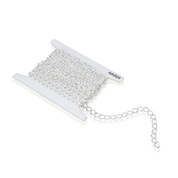 5 Feet 925 Sterling Silver Unfinished Twisted Oval Curb Cable Chain Links, 3.4mm, SSK-O3