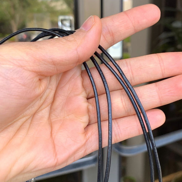 1pc Black Leather Cord Necklace, Sterling Silver Clasp, 3mm Diameter, Length Selections: 16 inch/18 inch/20 inch/22 inch