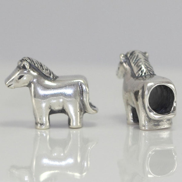 1pc Cute Solid 925 Sterling Silver Horse Charm Good Luck Bead, Compatible with Pandora All Other Charm Bracelets, EC2-M1