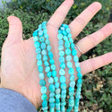 Natural Amazonite Amazonstone Gemstone Oval Tumbled Pebble Beads, Irregular, 6mm to 8mm, Hole ID 1mm, 15 Inch/1 Strand, GZ11-45
