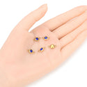 10pcs Grade A September Sapphire Blue Birthstone Links, 18K Yellow Gold Plated Stainless Steel, Tarnish Resistant, 6mm, CCP35-9