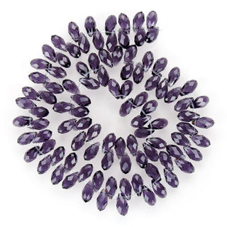 200pcs Creative Club Faceted Teardrop Briolette Crystal Glass Beads, Pendant Drop, Amethyst Purple, 12x6mm, Hole ID 1mm, CCT2-27