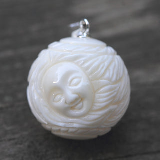 1pc Beautiful 3D Goddess Mermaid Hand Carved White Buffalo Bone Drop Pendant, Symbol of Strength Prosperity Pendant, with Sterling Silver Bail, 0.78 Inch, BP-102