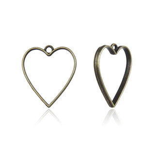 20pcs Open Back Heart Shape Bezel Blanks, Pendant Base, Large Resin Mold, Tarnish Resistant Antique Bronze, 34x30mm, CF287-6