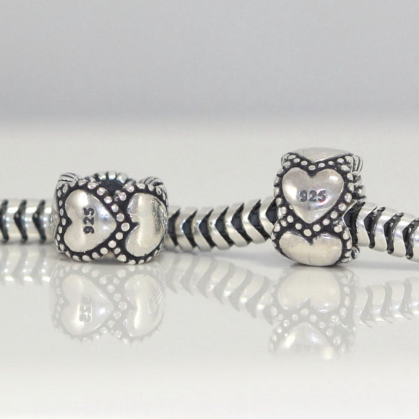 1pc Real 925 Sterling Silver Endless Love Cute Small Bead Charm Spacer, Compatible with Pandora All Other Charm Bracelet, EC25-2