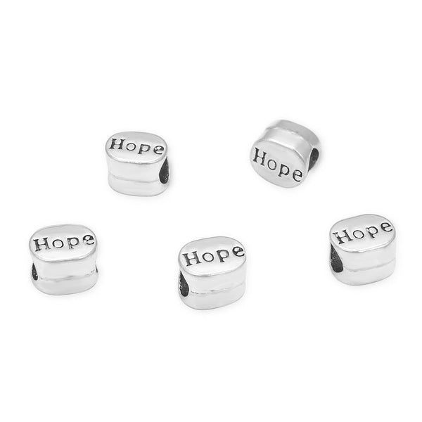 20pcs Hope Large Hole Beads, Hole ID 4.5mm, Antique Silver, Zinc Alloy Metal, MEC-C3