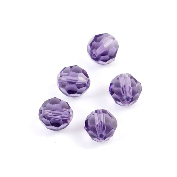 50pcs Adabele Austrian Faceted Round Crystal Beads #5000, Tanzanite (Purple), Size Selections: 4mm/6mm/8mm/10mm