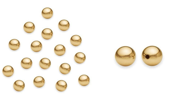 50pcs 925 Sterling Silver Small Seamless Round Spacer Beads, Real 18K Yellow Gold Plated, 4mm, Hole ID 1.2mm, SS257-4