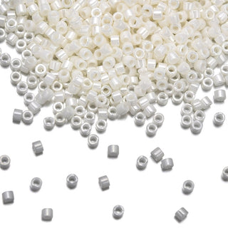 30g Miyuki Delica 11/0 Seed Beads, Opaque Glazed Luster Cream DB203