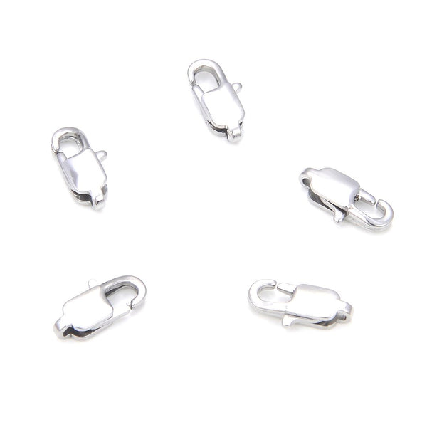 50pcs Rectangle Lobster Claw Clasp, 50pcs Open Jump Rings, Sterling Silver Plated Brass, Size Selections: 10mm/12mm