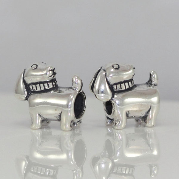 1pc Cute Real Solid Sterling Silver Dog Charm Puppy Bead, Compatible with Pandora All Other Charm Bracelets, EC489