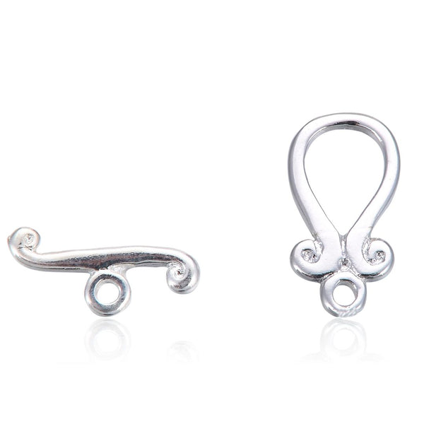 10 Sets Raindrop Toggle Clasp, T-Bar Closure, Sterling Silver Plated Brass, 20mm, CF23