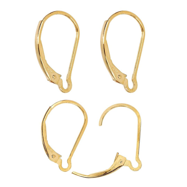 2pcs Real 1/20 14K Gold Filled Strong Interchangeable Leverback Earring Hooks, Open Ring, 16x10mm, JK1-H