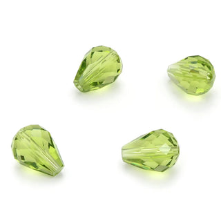24pcs Adabele Austrian Faceted Teardrop Crystal Beads #5500, Light Olivine Green, 10mm x 8mm, Hole ID 1.1mm, SST-1017
