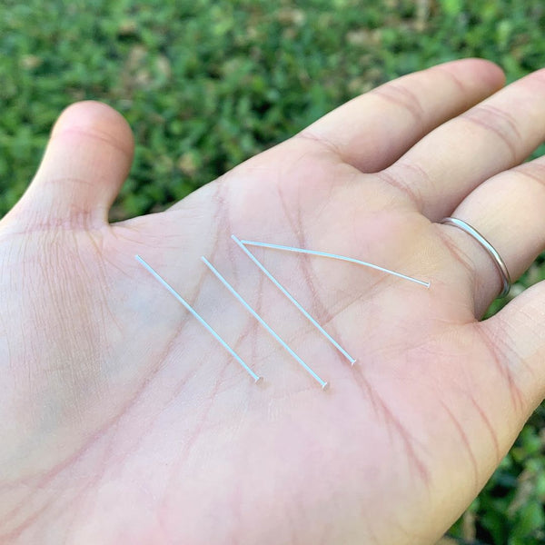 20pcs 925 Sterling Silver Flat Headpin Head Pins, 0.5mm/24 Gauge, Length Selections: 18mm/25mm/30mm/35mm/38mm/50mm