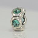 1pc Real 925 Sterling Silver Charm, May Birthstone Spacer Bead, Cubic Zirconia CZ Diamond Green Emerald Gemstone, Compatible with Pandora all Other Charm Bracelets, EC311