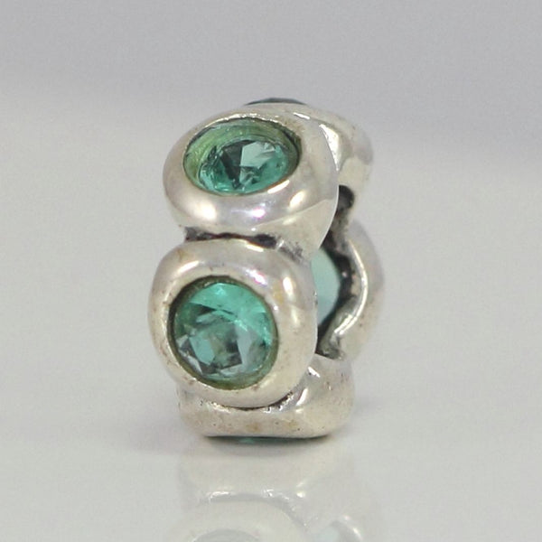 1pc Real 925 Sterling Silver Charm, May Birthstone Spacer Bead, Cubic Zirconia CZ Diamond Green Emerald Gemstone, Compatible with Pandora all Other Charm Bracelets, EC311