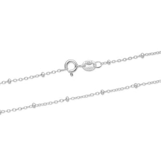 1pc 925 Sterling Silver Bead Station Cable Link Chain Necklace, 1.8mm Beads, Thin Small, Length Selections: 16/18/20/22/24/26/28/30 Inch