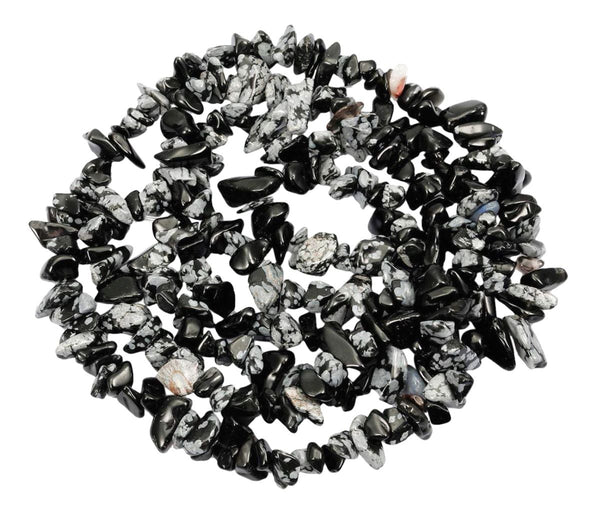 Natural Snowflake Obsidian Gemstones Chip Beads, Free Form, 5mm-8mm, Hole ID 1mm, 1 Strand/31 Inch, GZ1-20