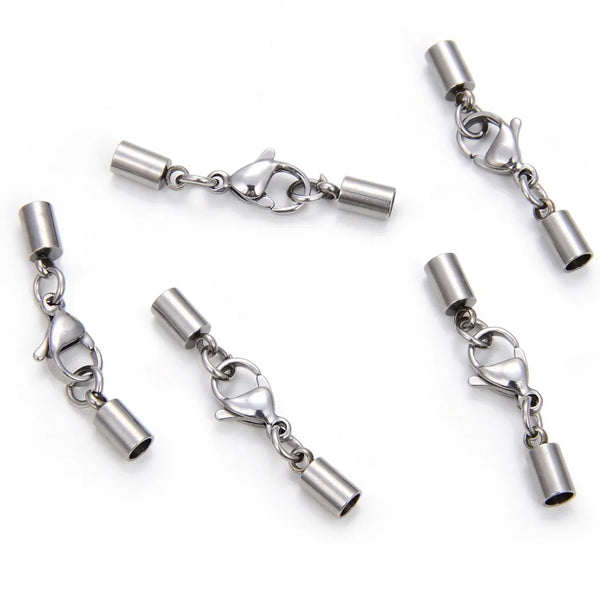 20 Sets 1mm 304 Stainless Steel Tube Cord End Caps – Glue-In Endcap Clasps (1mm/1.5mm/2mm/2.5mm/3mm)