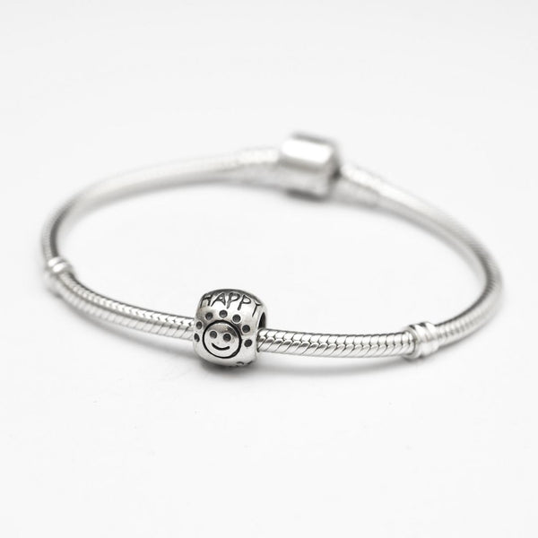 1pc Solid 925 Sterling Silver Dont worry Be Happy Charm Bead, Compatible with Pandora All Other Charm Bracelet, EC228