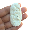 1pc Beautiful Three-Eagle Family Hand Carved White Buffalo Bone Drop Pendant, Symbol of Strength Prosperity Pendant, with Sterling Silver Bail, 2.36 Inch, BP-118