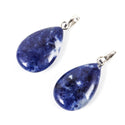 4pcs Natural Blue Sodalite Gemstone Pendants, 20x15mm Teardrop Stone Drops, G2P-T8