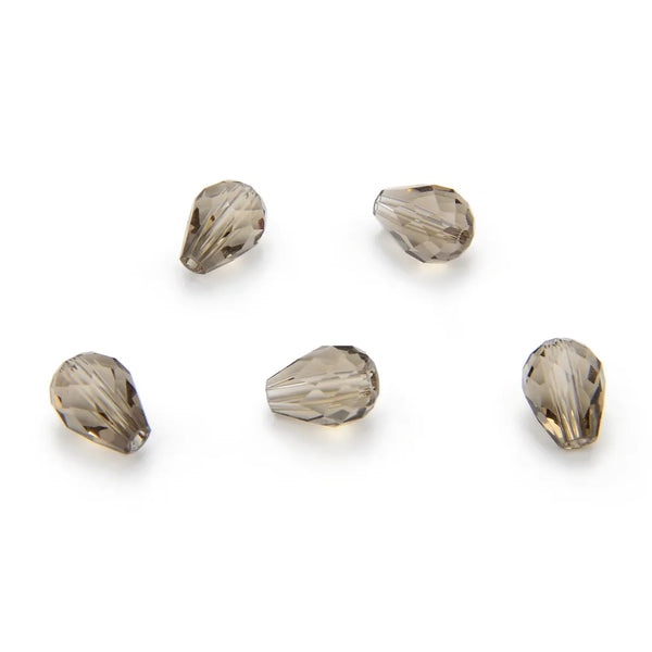 24pcs Adabele Austrian Faceted Teardrop Crystal Beads #5500, Smoked Quartz, 8mm x 6mm, Hole ID 1mm, SST-821
