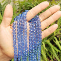 140pcs Creative Club Faceted Round Crystal Glass Beads, Light Sapphire Blue, 8mm, Hole ID 1mm, CC2R814