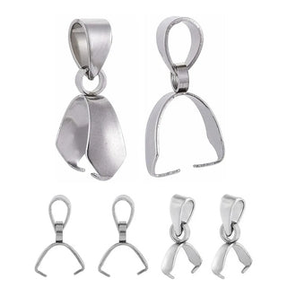 50pcs 304 Stainless Steel Pinch Bail Pendant Clasps (13mm/16mm/19mm)