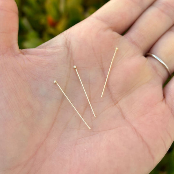 20pcs Real 1/20 14K Gold Filled Ball Head Pins Headpin, 24 Gauge/0.5mm, Length Selections: 1 inch/1.5 inch/2 inch