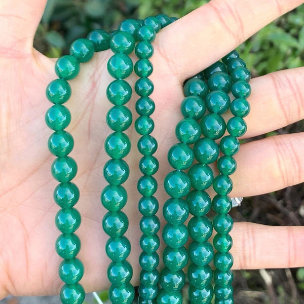 AAA Natural Green Agate Gemstone Round Beads, 15 Inch/1 Strand, Size Selections: 4mm/6mm/8mm/10mm