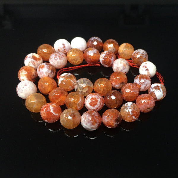 Natural Faceted Red Fire Agate Gemstone Round Beads, 15 Inch/1 Strand, Size Selections: 4mm/6mm/8mm/10mm