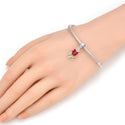 1pc Real 925 Sterling Silver Tulip Flower Red Green Enamel Dangle Bead, Compatible with Pandora All Other Charm Pendant Bracelet, EC6-D3