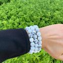 1 Strand Stretch Natural White Howlite Beaded Gemstone Bracelet, 10mm Bead, Length Selections: 7 inch/7.5 inch/8 inch/8.5 inch