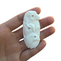 1pc Beautiful Two Eagle & Buffalo Hand Carved White Buffalo Bone Drop Pendant, Symbol of Strength Prosperity Pendant, with Sterling Silver Bail, 2.3 Inch, BP-120