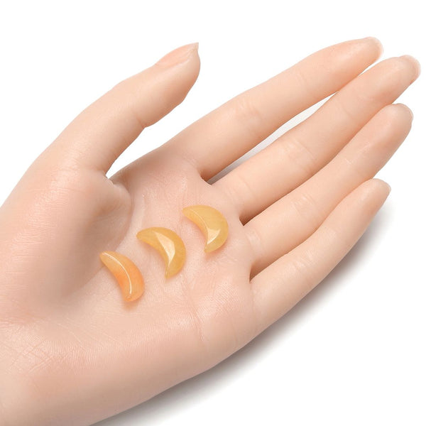 4pcs Natural Yellow Jade Gemstone Hand Carved Moon, 18mm Loose Cut Stones, G3P-A8