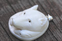 1pc Beautiful Wolf Family Hand Carved White Buffalo Bone Drop Pendant, Symbol of Strength Prosperity Pendant, with Sterling Silver Bail, 1.3 Inch, BP-124