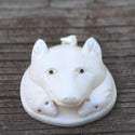 1pc Beautiful Wolf Family Hand Carved White Buffalo Bone Drop Pendant, Symbol of Strength Prosperity Pendant, with Sterling Silver Bail, 1.3 Inch, BP-124